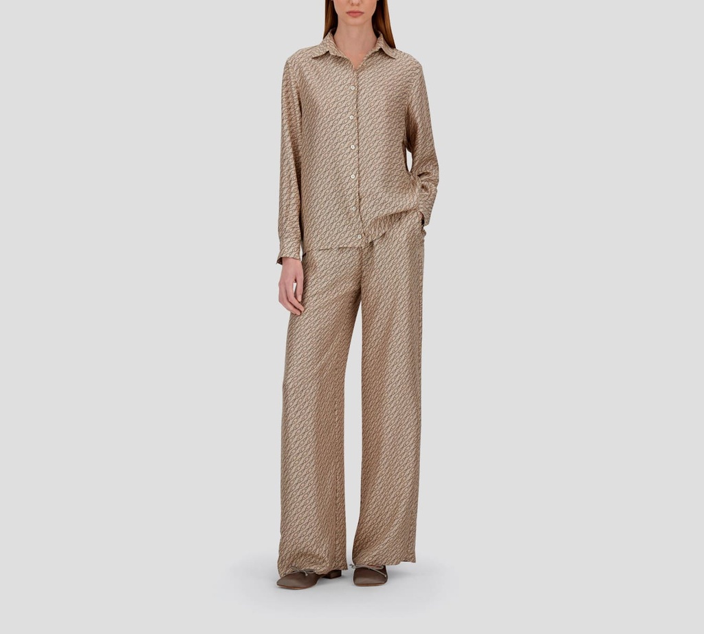 Herno - BLUSA BEIGE CON DISEÑO DE CADENAS