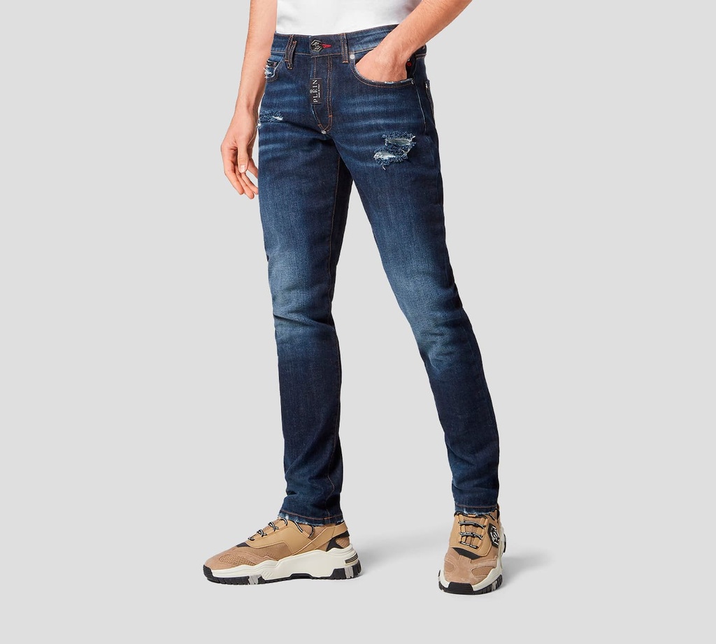 Philipp Plein - VAQUEROS CORTE SUPER STRAIGHT AZUL