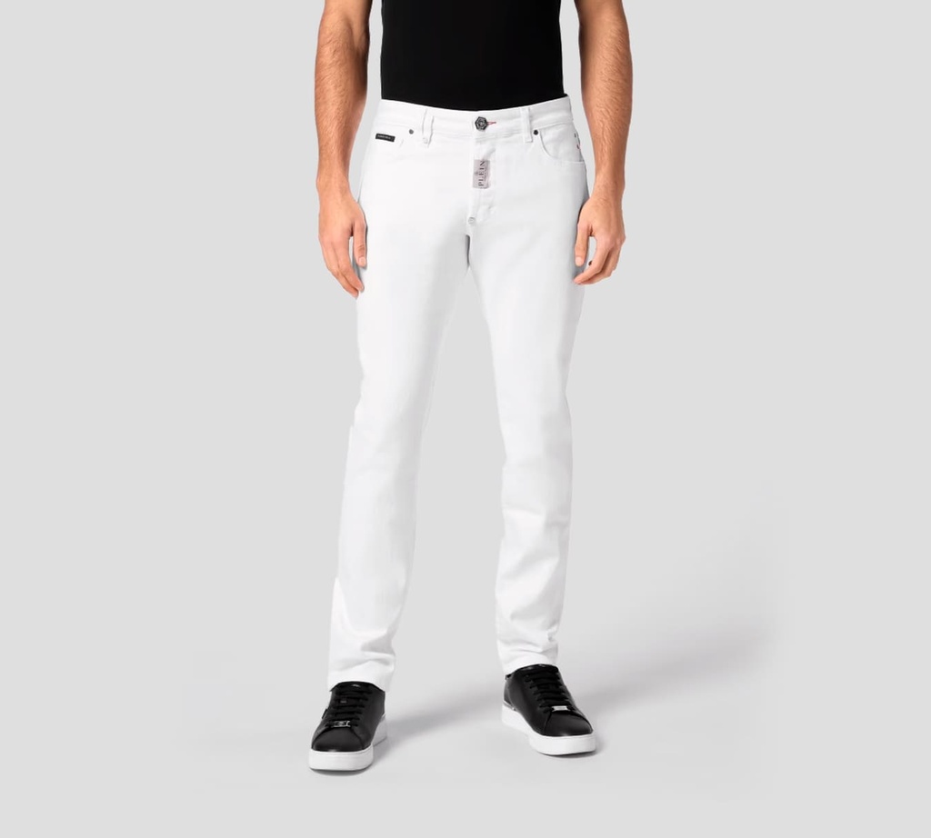 Philipp Plein - PANTALON SUPER STRAIGHT BLANCO