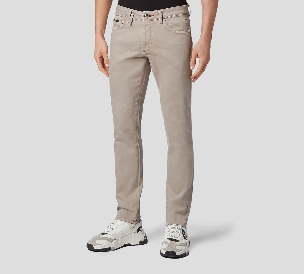 Philipp Plein - PANTALÓN VAQUERO CORTE SUPER STRAIGHT BEIGE