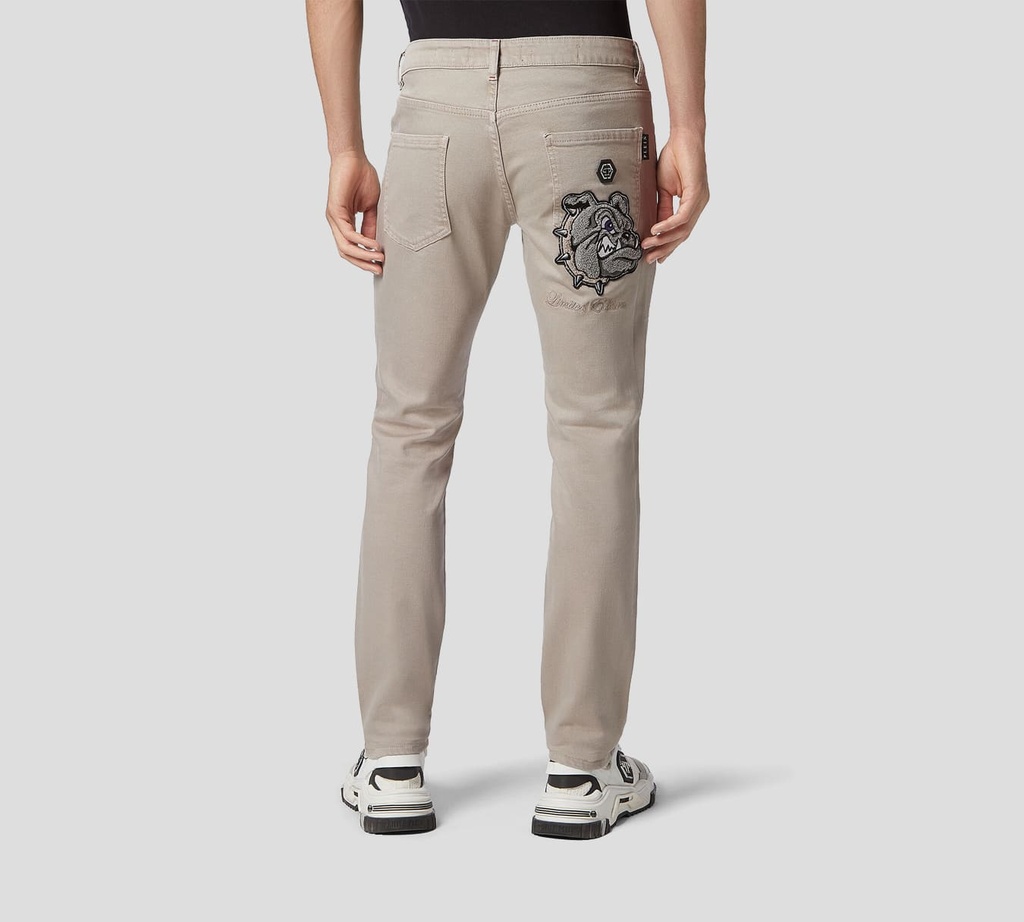 Philipp Plein - PANTALÓN VAQUERO CORTE SUPER STRAIGHT BEIGE