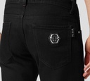 Philipp Plein - PANTALÓN VAQUERO SUPER STRAIGHT CUT PREMIUM JET NEGRO