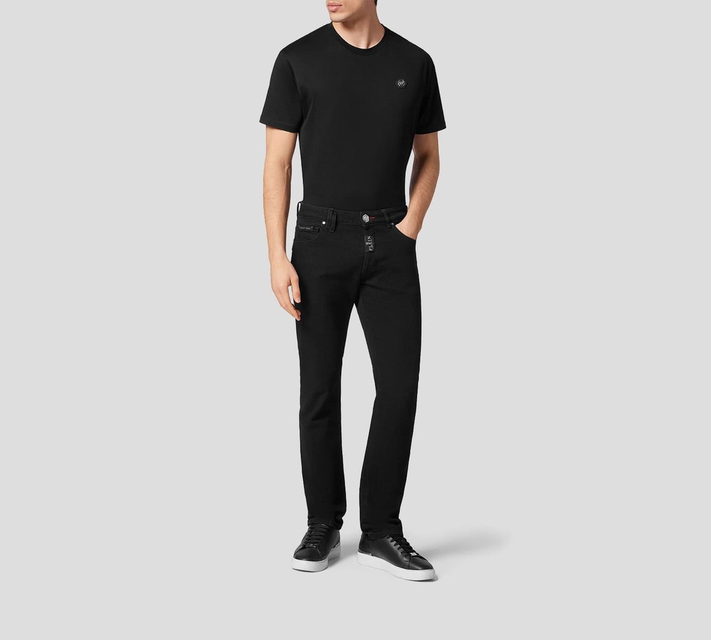 Philipp Plein - PANTALÓN VAQUERO SUPER STRAIGHT CUT PREMIUM JET NEGRO