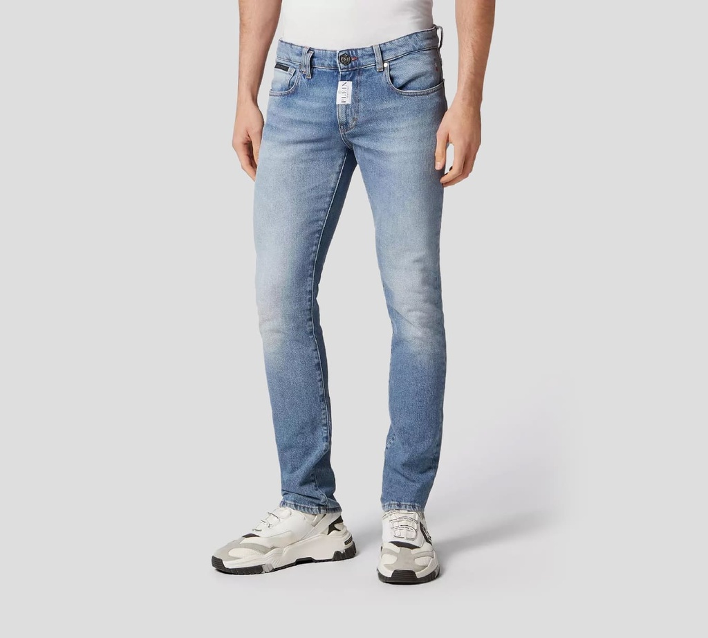 Philipp Plein - PANTALÓN VAQUERO SUPER FIT AZUL ZAFIRO