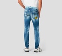 Philipp Plein - JEAN AZUL CON EMOJI DE CARITA AMARILLA BORDADO