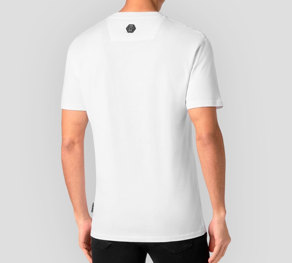 T-shirt Round Neck SS Tattoo SKULL WHITE