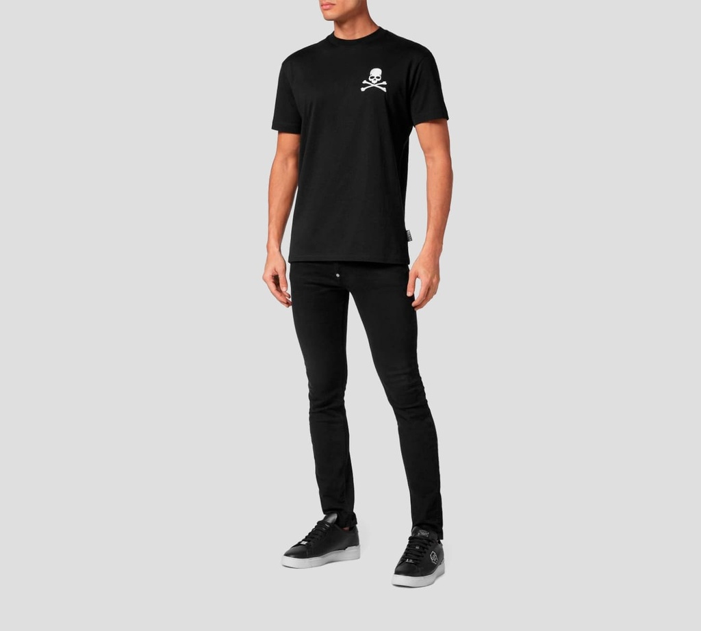 T-shirt Round Neck SS Tattoo SKULL BLACK