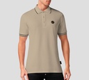 POLO BASICA BEIGE CON LINEAS NEGRAS