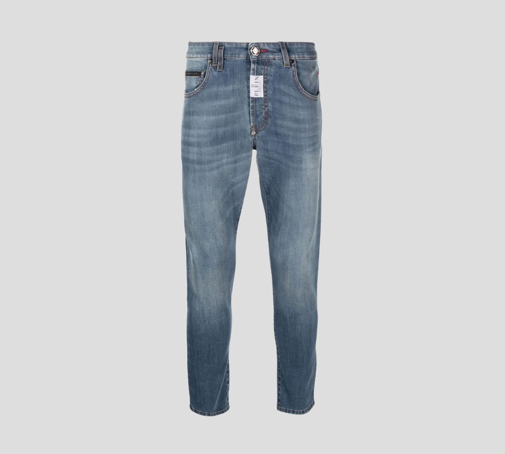 Philipp Plein - SKINNY JEANS SUPER STRAIGHT CON SELLO BORDADO EN PARTE TRASERA
