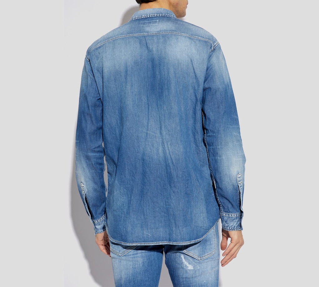 Dsquared2 - CAMISA MANGA LARGA DE JEAN CON DOBLE BOLSILLO FRONTAL