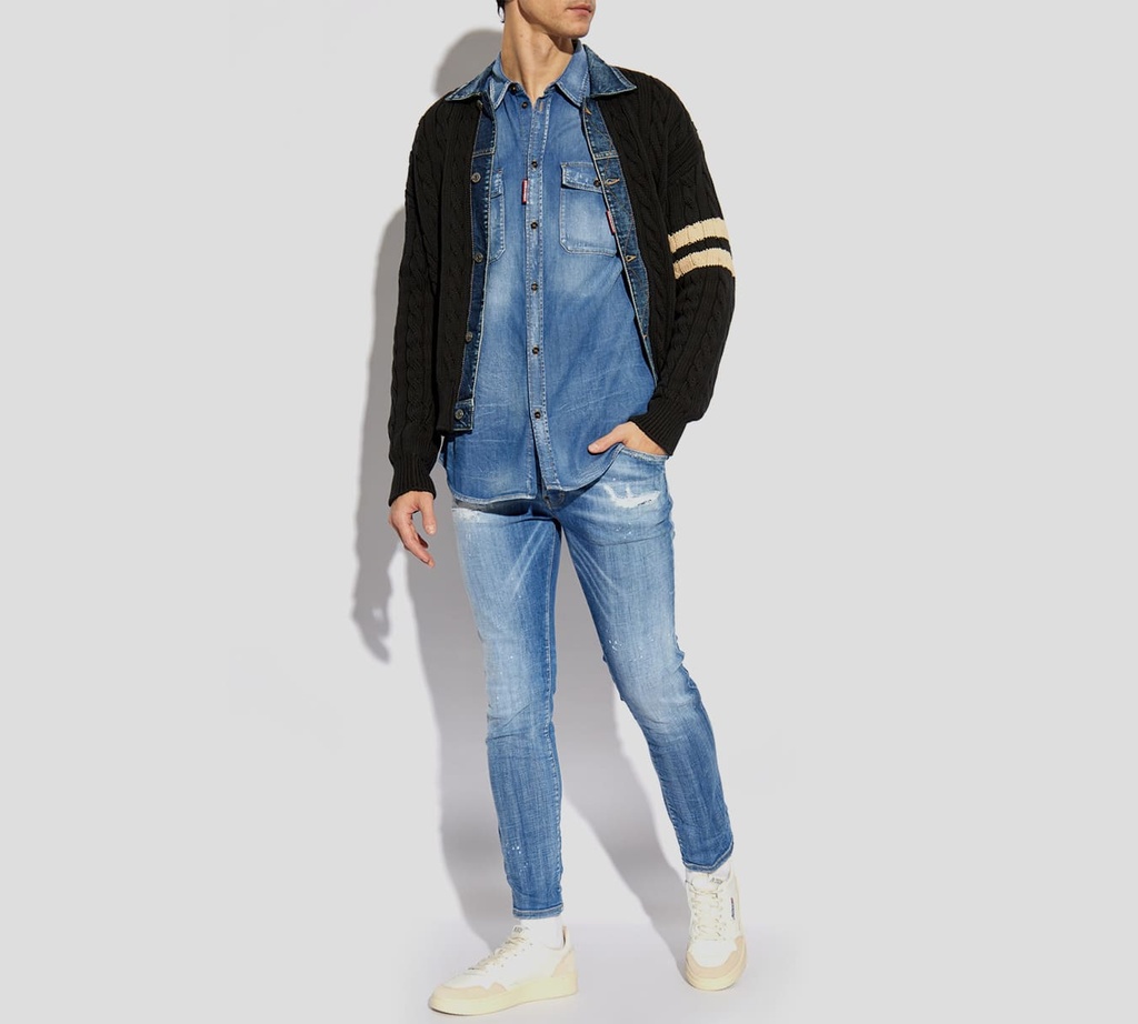 Dsquared2 - CAMISA MANGA LARGA DE JEAN CON DOBLE BOLSILLO FRONTAL