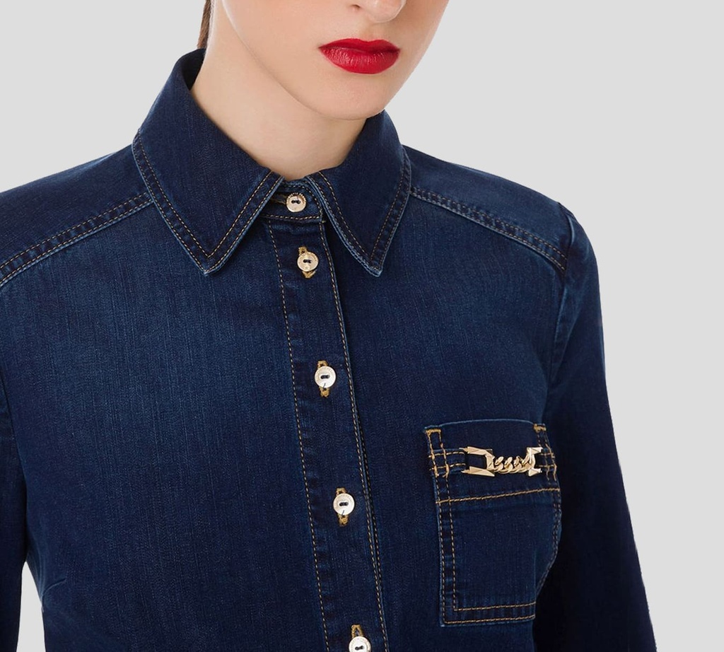 Elisabetta Franchi - CAMISA TIPO JEANS CON BOTONES