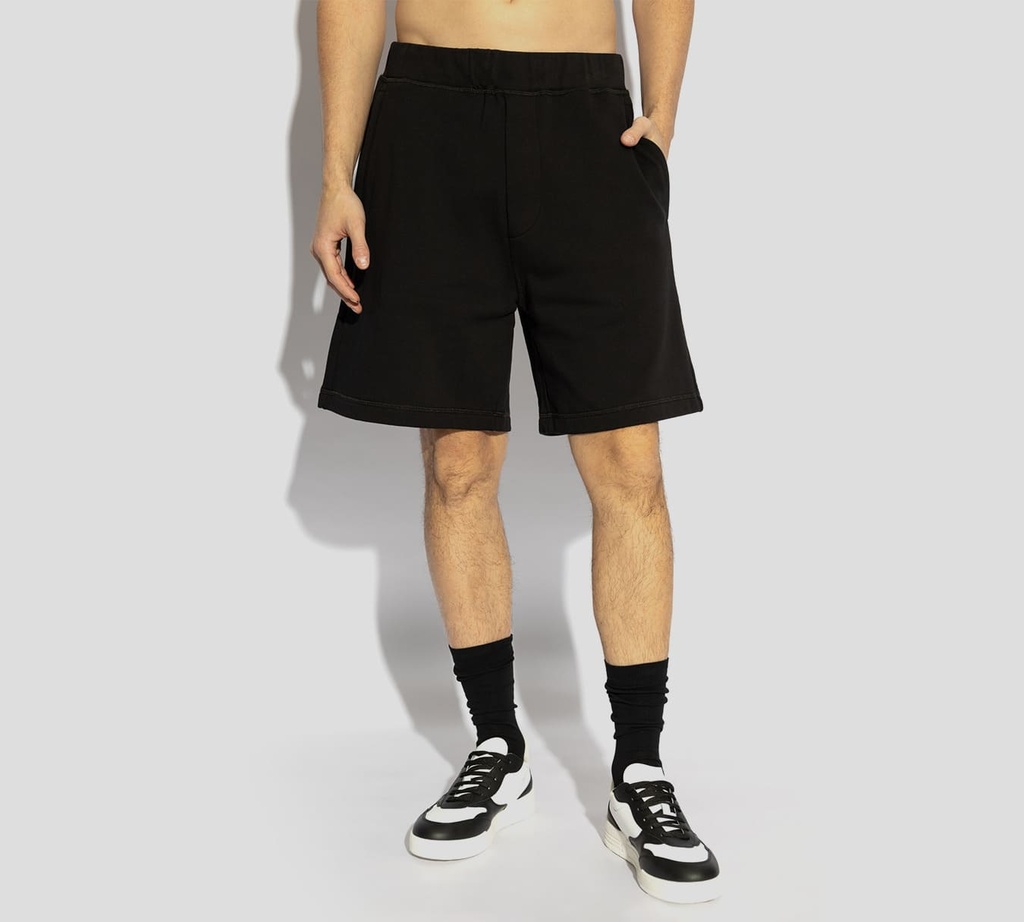Dsquared2 - SHORT BERMUDA NEGRO DEPORTIVO CON LOGO SOBRE PARTE TRASERA