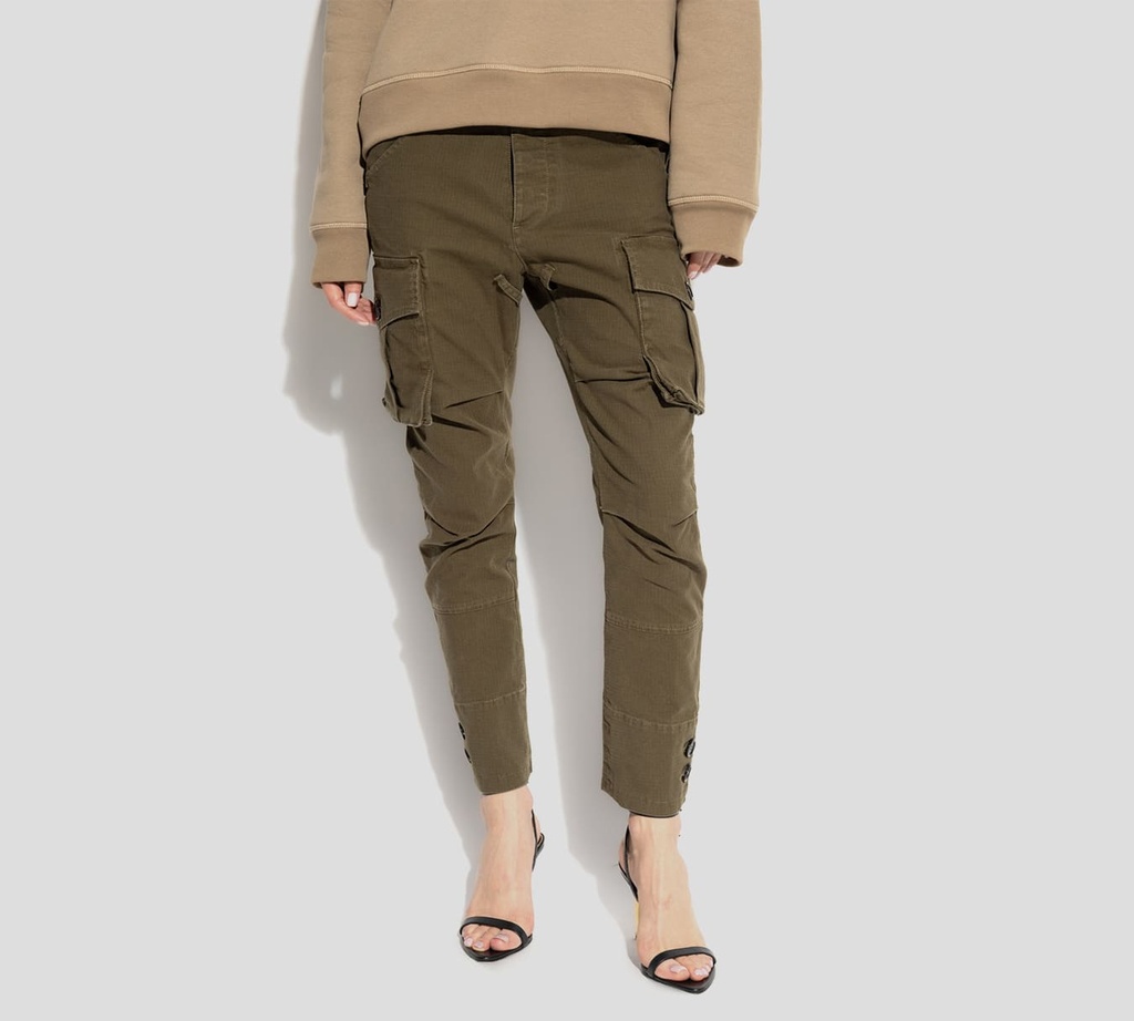 Dsquared2 - PANTALON SKINNY CARGO VERDE MILITAR CON BOLSILLOS GRANDES