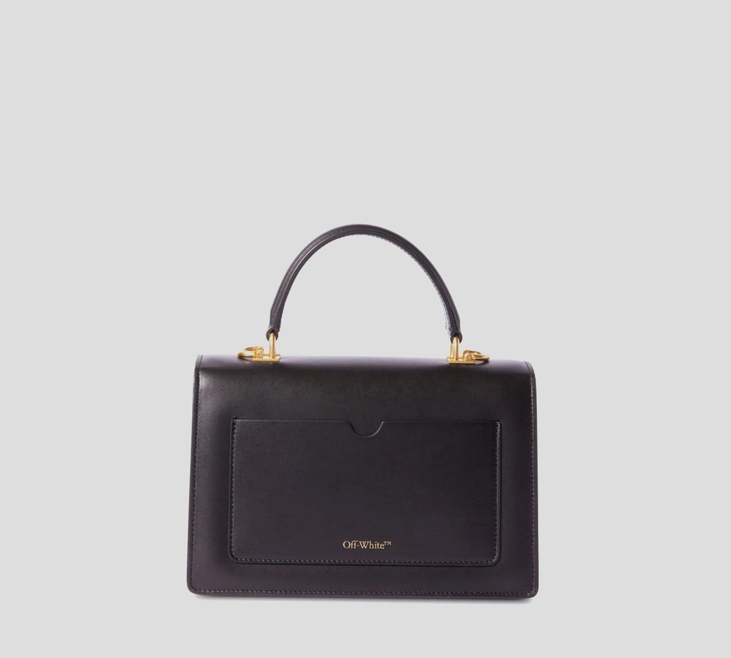 Off White - CARTERA DE MANO NEGRA CON BROCHE DE MARCA METALICO Y CADENA LARGA