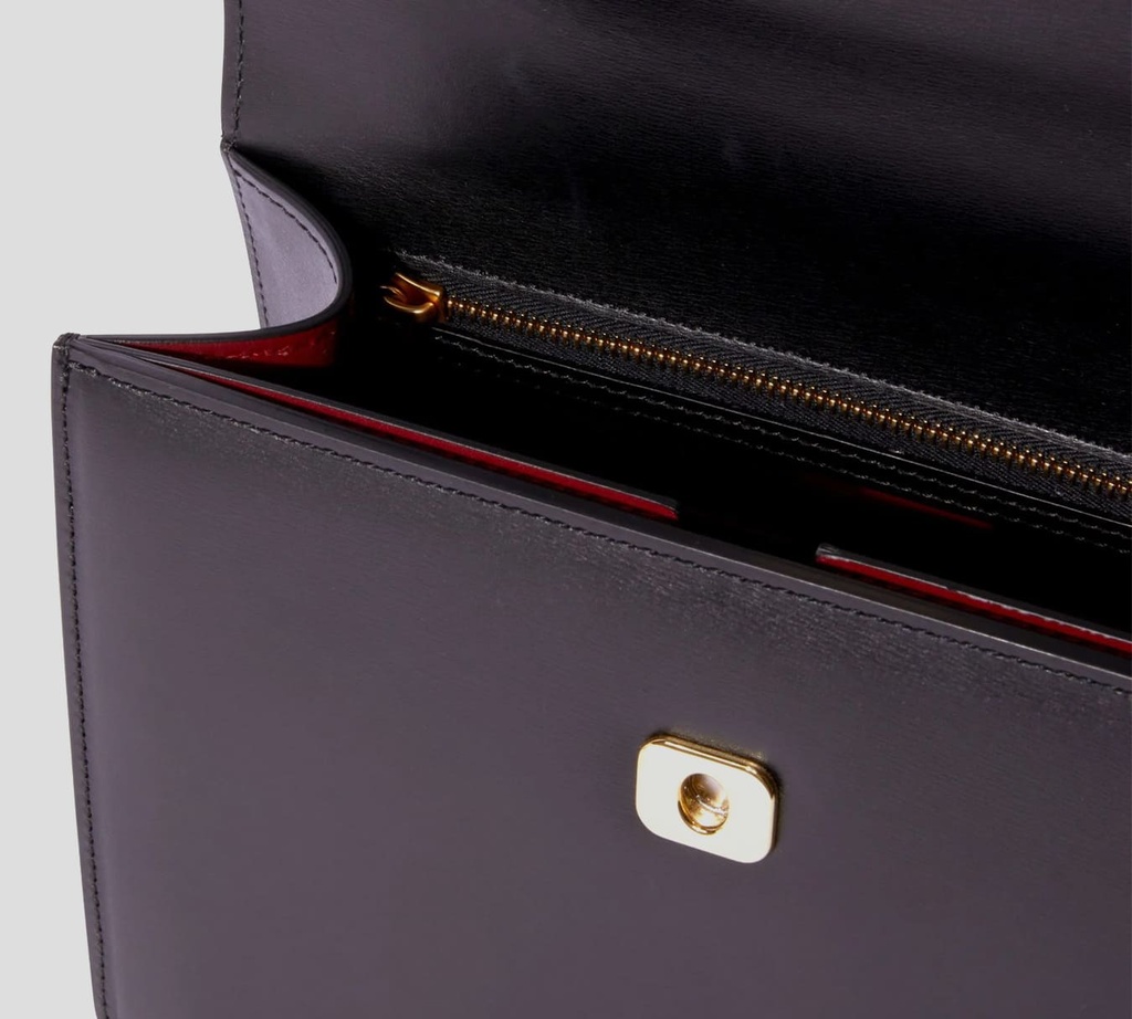 Off White - CARTERA DE MANO NEGRA CON BROCHE DE MARCA METALICO Y CADENA LARGA