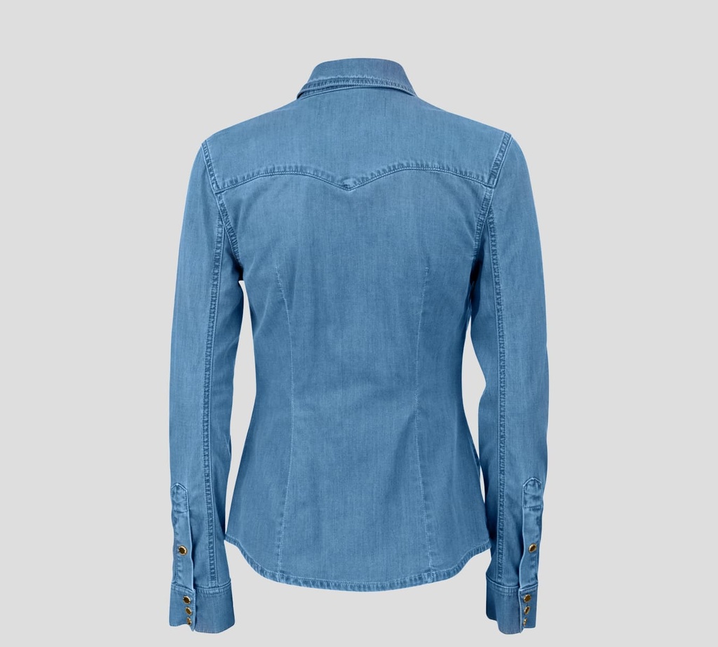 Elisabetta Franchi - CAMISA AZUL DE JEANS CON BOTONES PLATA