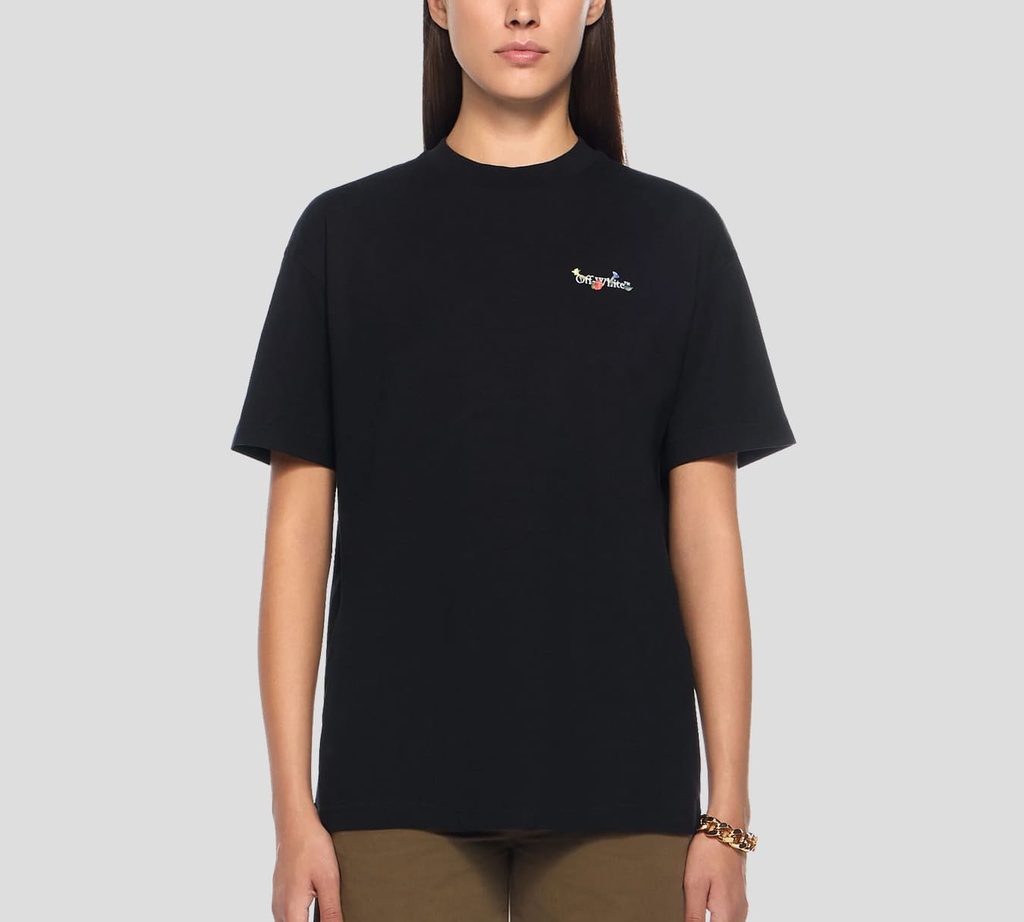 Off White - FRANELA CUELLO REDONDO NEGRA CON ESTAMPADO FLORAL EN LA ESPALDA