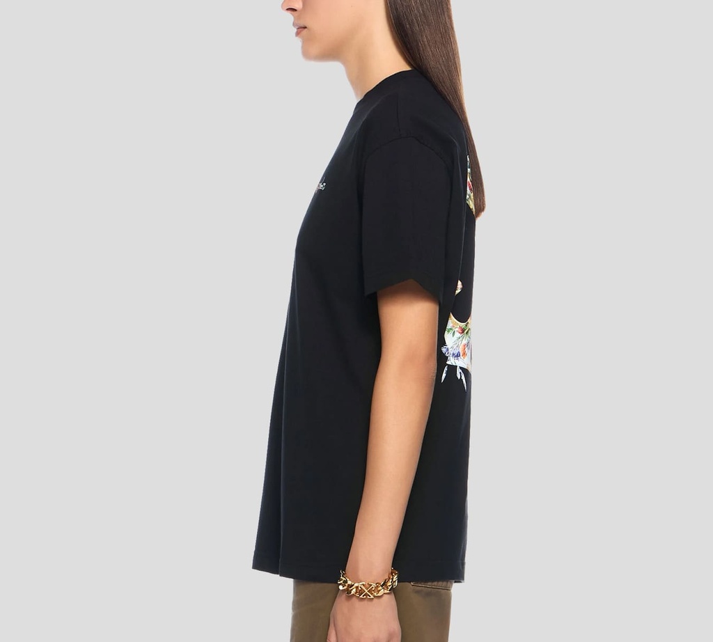 Off White - FRANELA CUELLO REDONDO NEGRA CON ESTAMPADO FLORAL EN LA ESPALDA