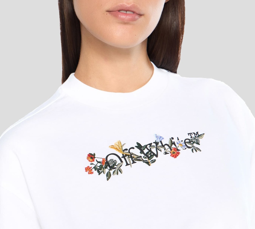 Off White - FRANELA CUELLO REDONDO BLANCA CON ESTAMPADO FLORAL EN LA ESPALDA