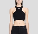 Off White - TOP NEGRO CON CORTE DE FRANELILLA Y LOGO ESTAMPADO EN EL PECHO