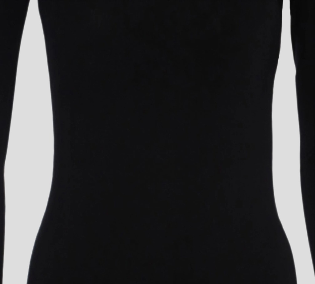 Off White - VESTIDO NEGRO LARGO DE COLA CON MANGAS LARGAS Y ESCOTE SUPERIOR