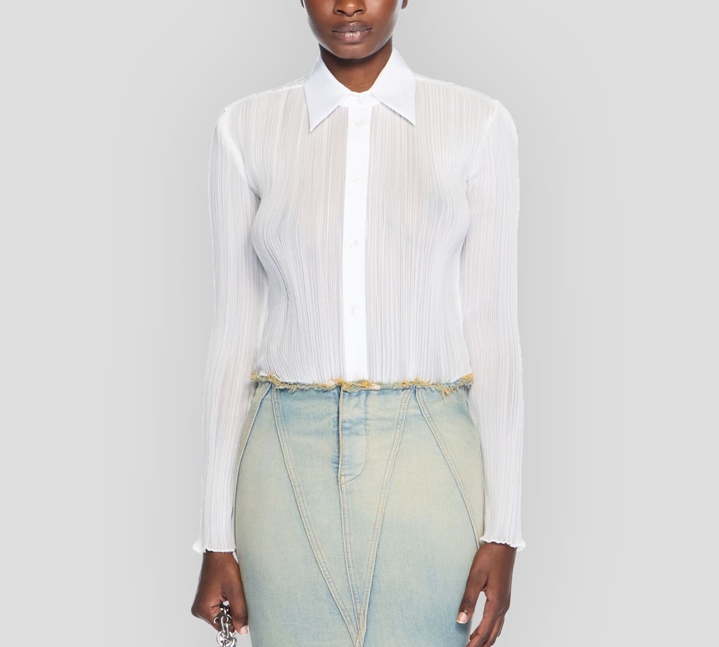 Off White - BLUSA SEMITRANSPARENTE ACANALADA BLANCA