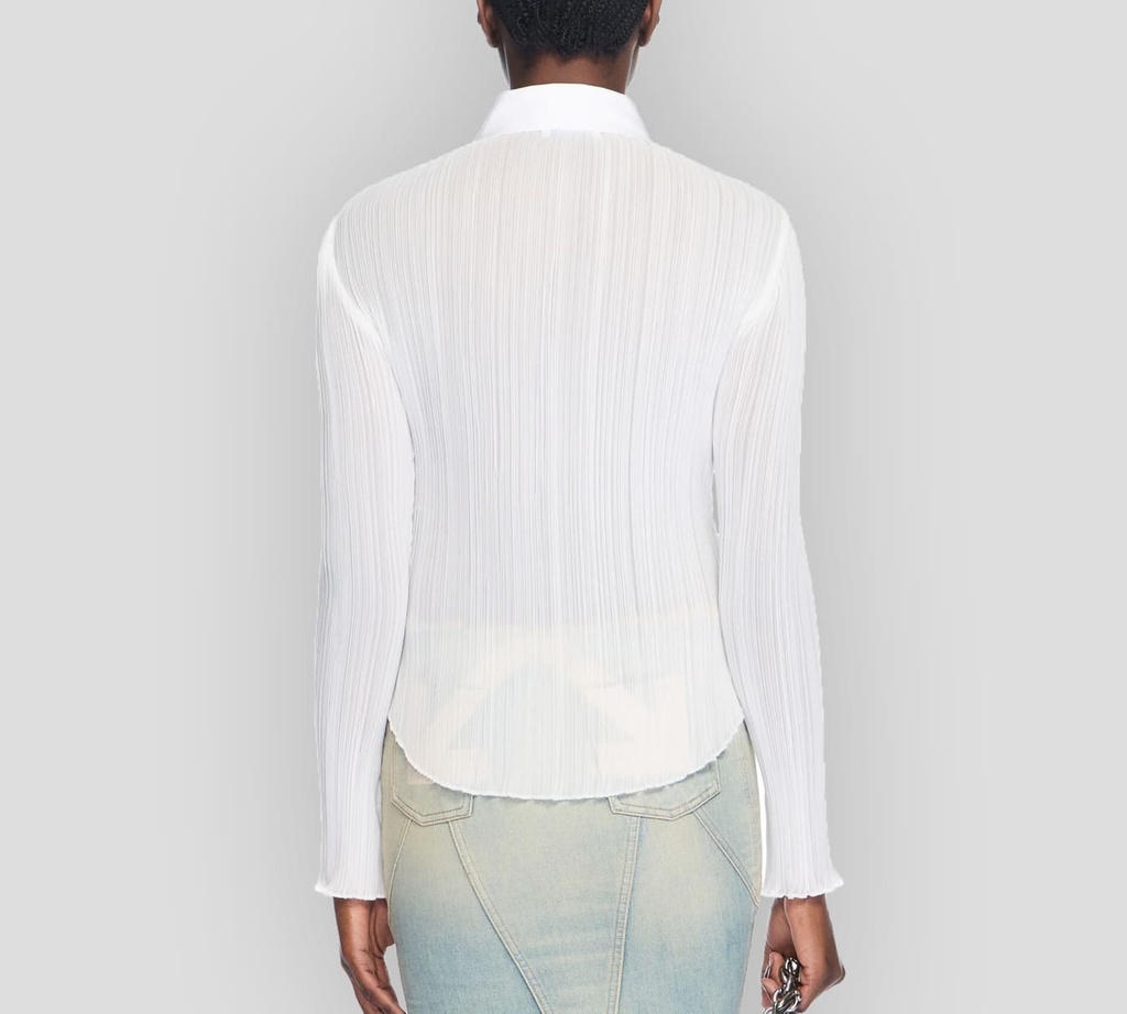 Off White - BLUSA SEMITRANSPARENTE ACANALADA BLANCA