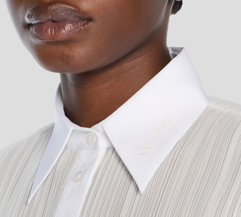 Off White - BLUSA SEMITRANSPARENTE ACANALADA BLANCA