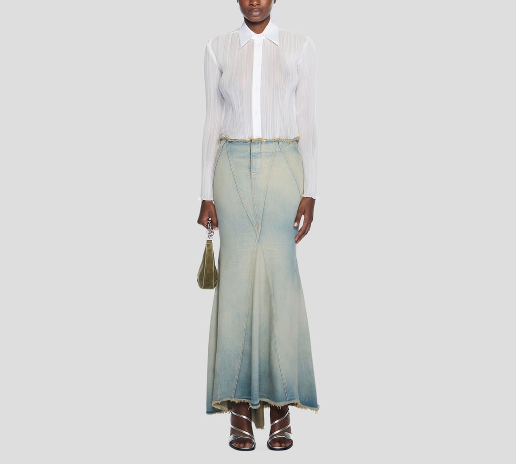 Off White - BLUSA SEMITRANSPARENTE ACANALADA BLANCA