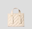 Off White - CARTERA BEIGE CLARO DE MANO EN CUERO CON HEBILLA DE MARCA METALICA