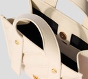 Off White - CARTERA BEIGE CLARO DE MANO EN CUERO CON HEBILLA DE MARCA METALICA