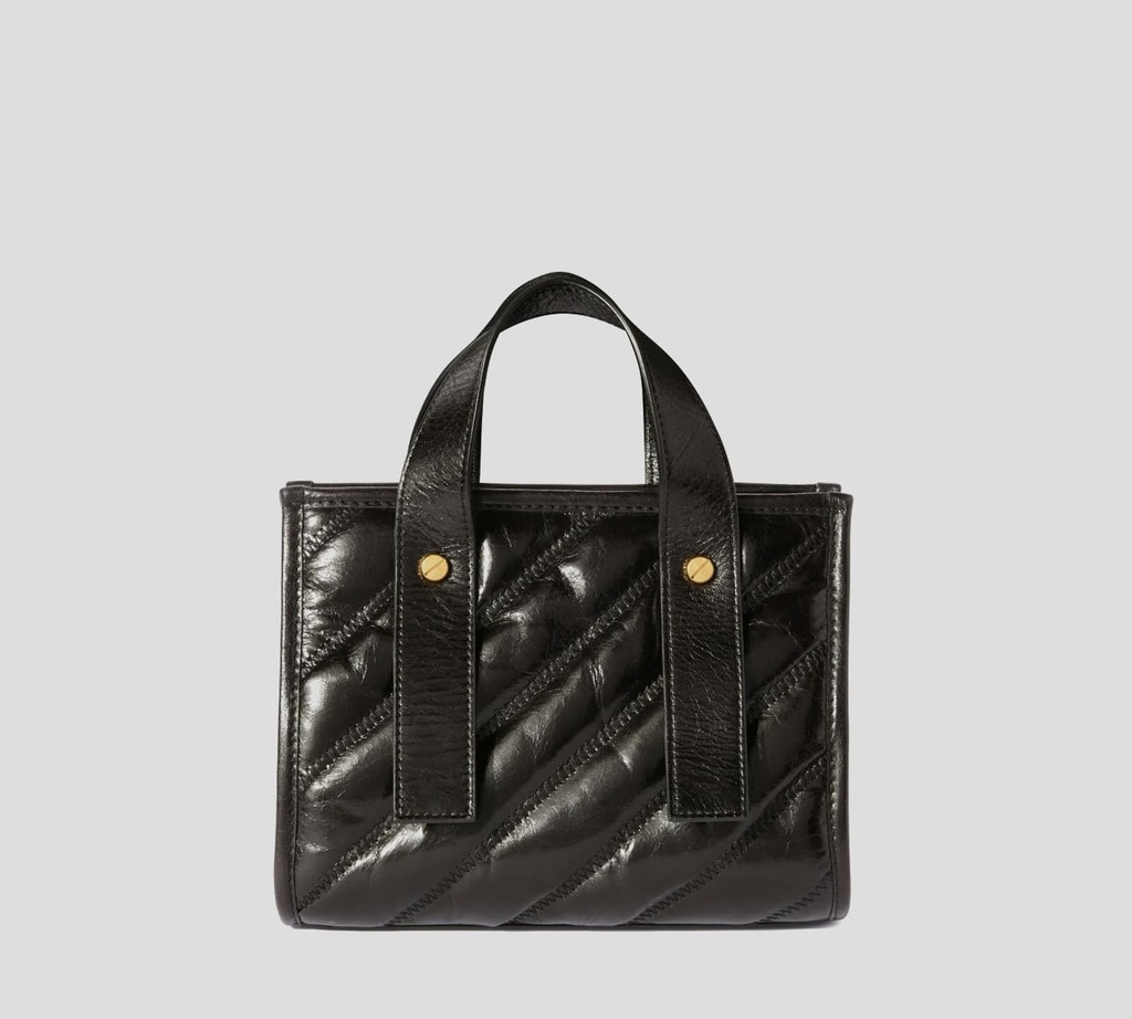 Off White - CARTERA NEGRA DE MANO EN CUERO CON HEBILLA DE MARCA METALICA