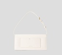 Off White - CARTERA DE MANO BLANCA EN CUERO CON HEBILLA DE MARCA METALICA