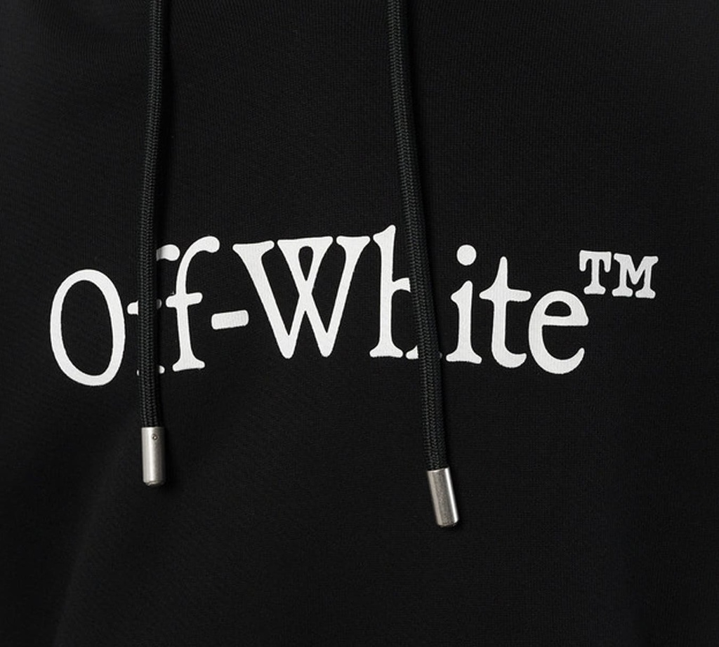 Off White - SWEATER HOODIE NEGRO CON LOGO ESTAMPADO Y BOLSILLO FRONTAL
