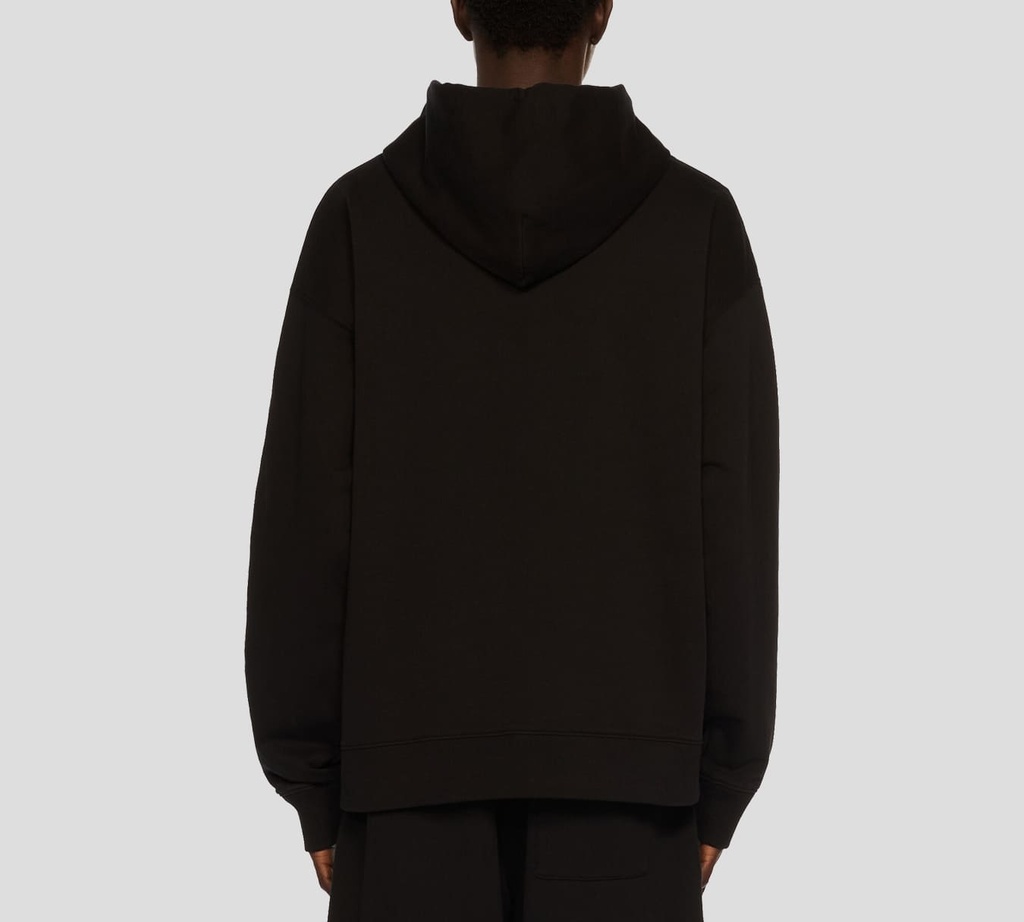 Off White - SWEATER HOODIE NEGRO CON LOGO ESTAMPADO SOBRE EL PECHO Y BOLSILLO FRONTAL