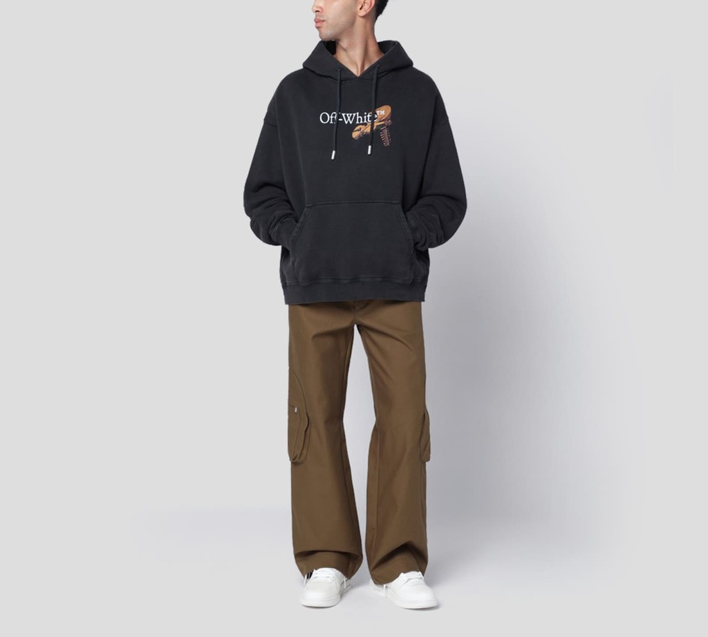 Off white - SWEATER HOODIE NEGRO CON ESTAMPADO DE VIOLIN Y ANGEL