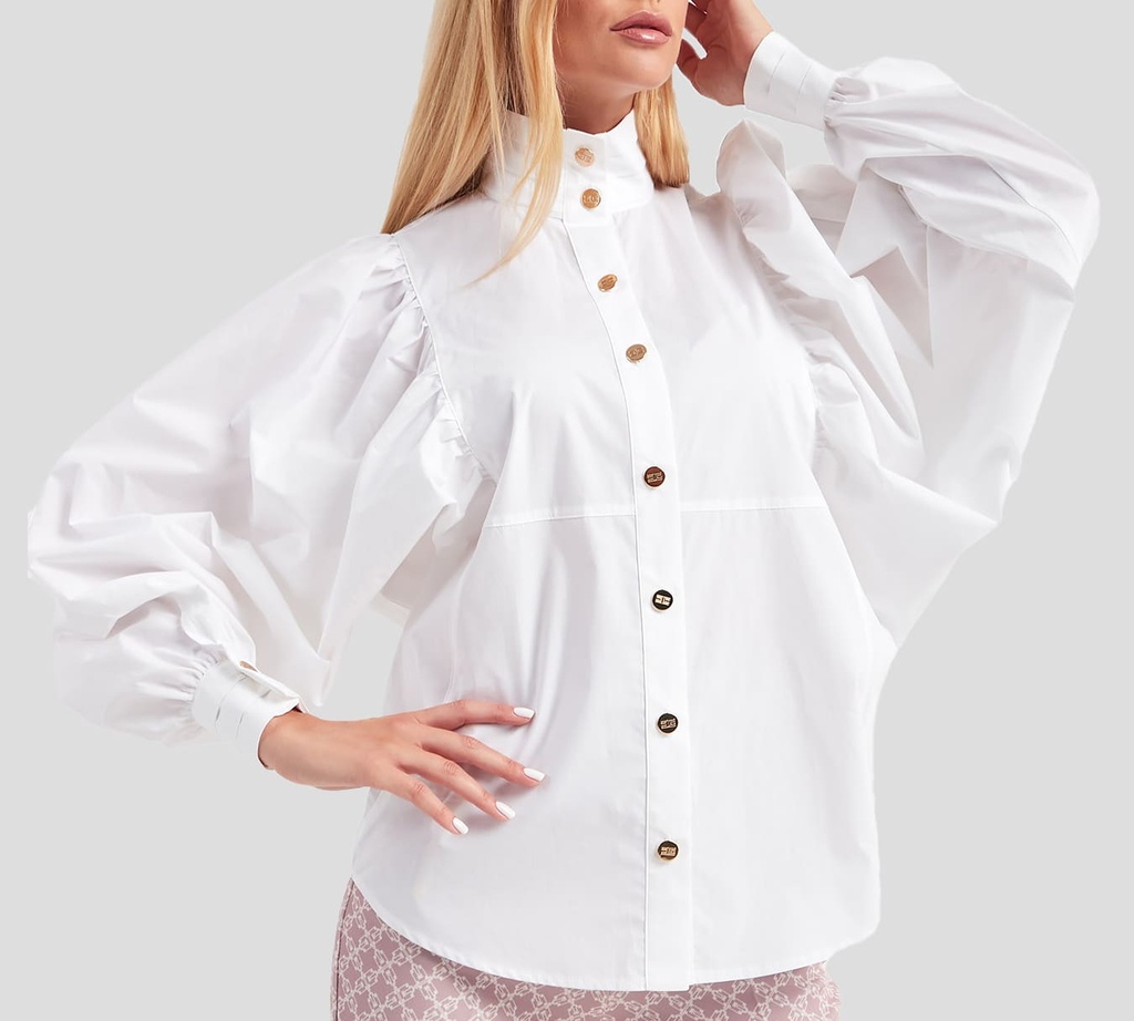 Elisabetta Franchi - BLUSA DE CUELO ALTO Y MANGA LARGA