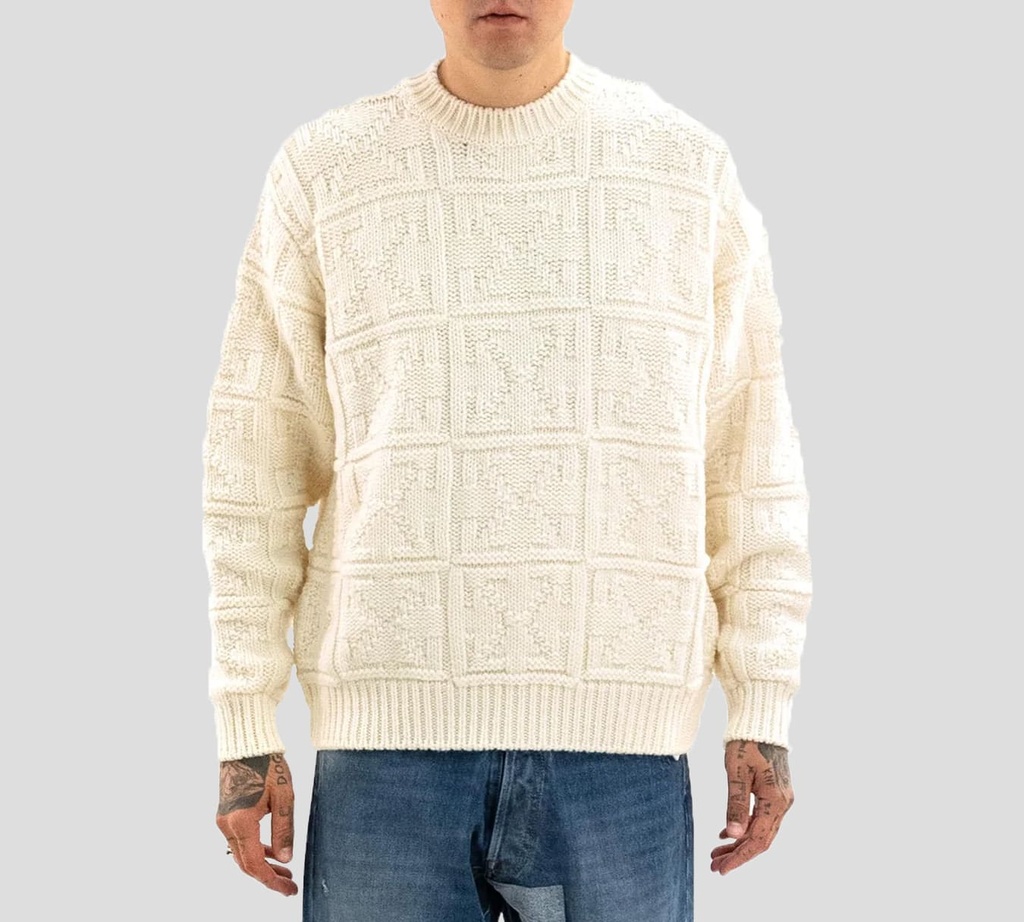 Off White - SWEATER DE PUNTO TEJIDO CUELLO REDONDO