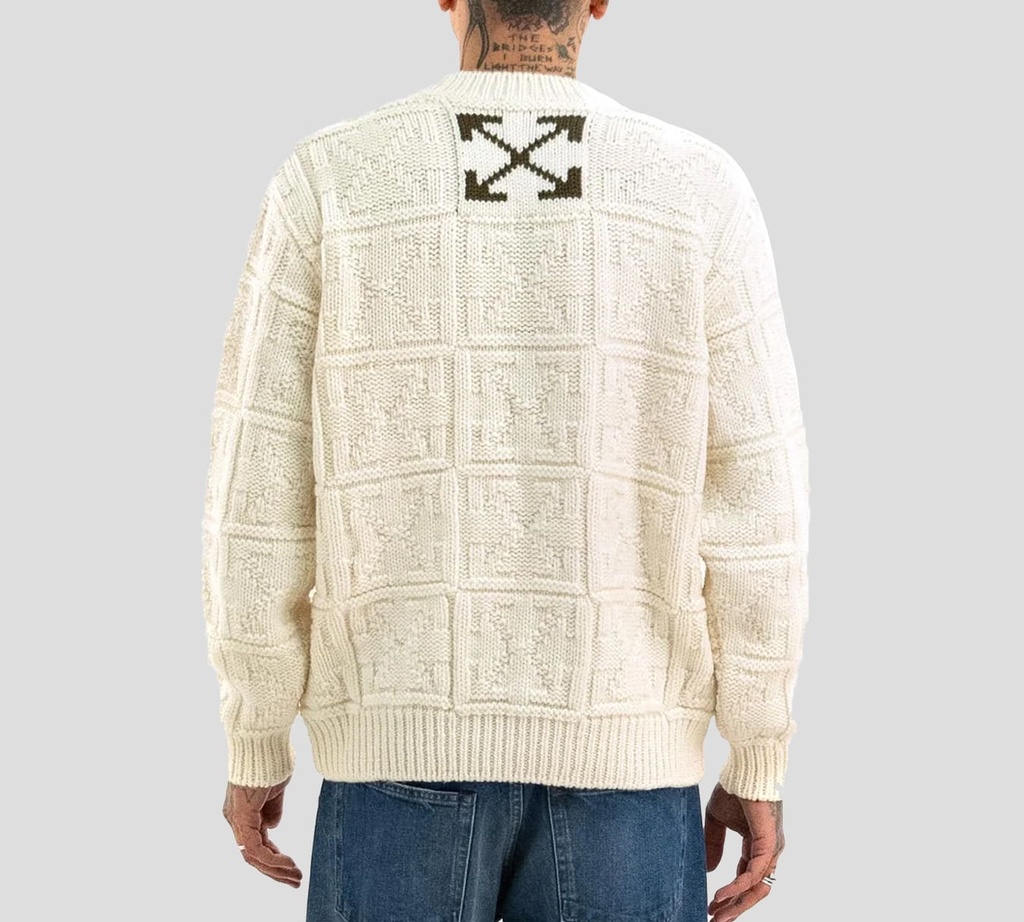 Off White - SWEATER DE PUNTO TEJIDO CUELLO REDONDO