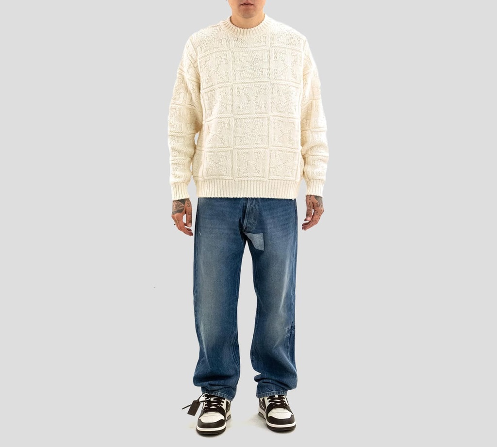 Off White - SWEATER DE PUNTO TEJIDO CUELLO REDONDO
