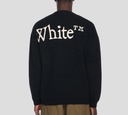 Off White - SWEATER CUELLO REDONDO NEGRO TEJIDO CON LOGO FRONTAL EN BLANCO