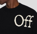 Off White - SWEATER CUELLO REDONDO NEGRO TEJIDO CON LOGO FRONTAL EN BLANCO