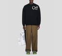 Off White - SWEATER CUELLO REDONDO NEGRO TEJIDO CON LOGO FRONTAL EN BLANCO