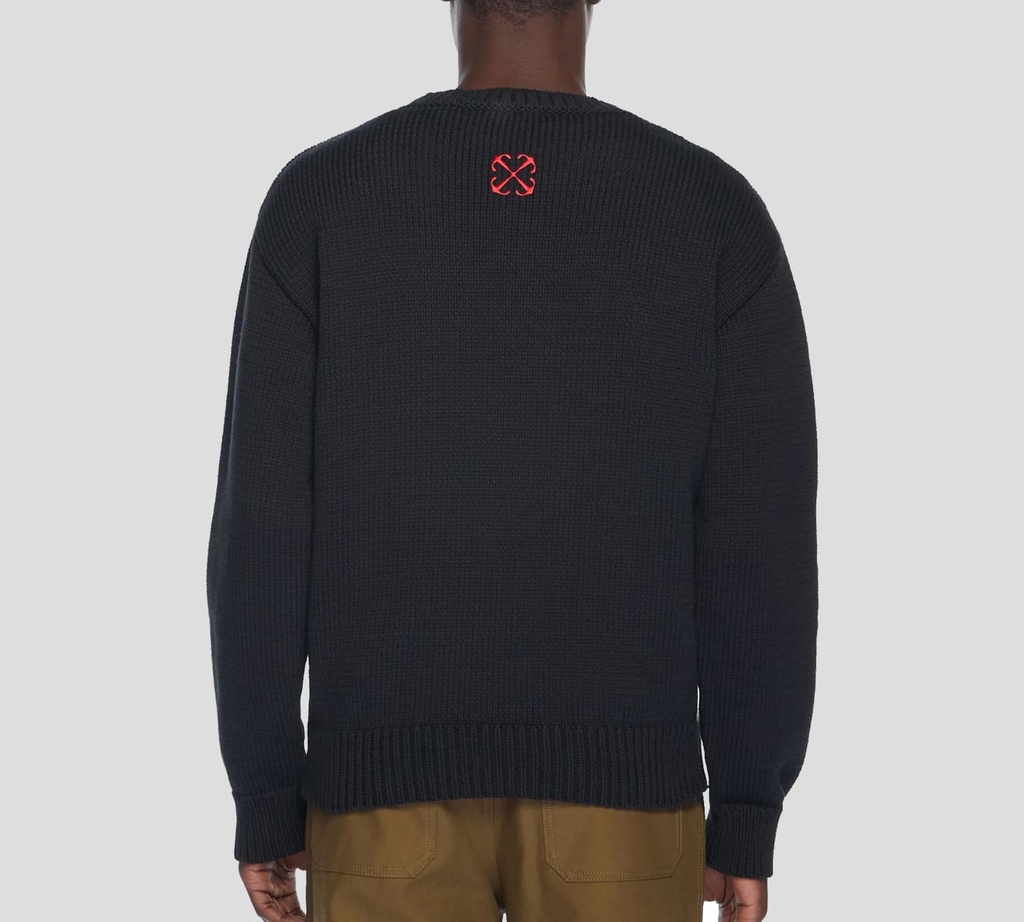 Off White - SWEATER NEGRO TEJIDO CON PATRON DE GRAFFITI AL FRENTE
