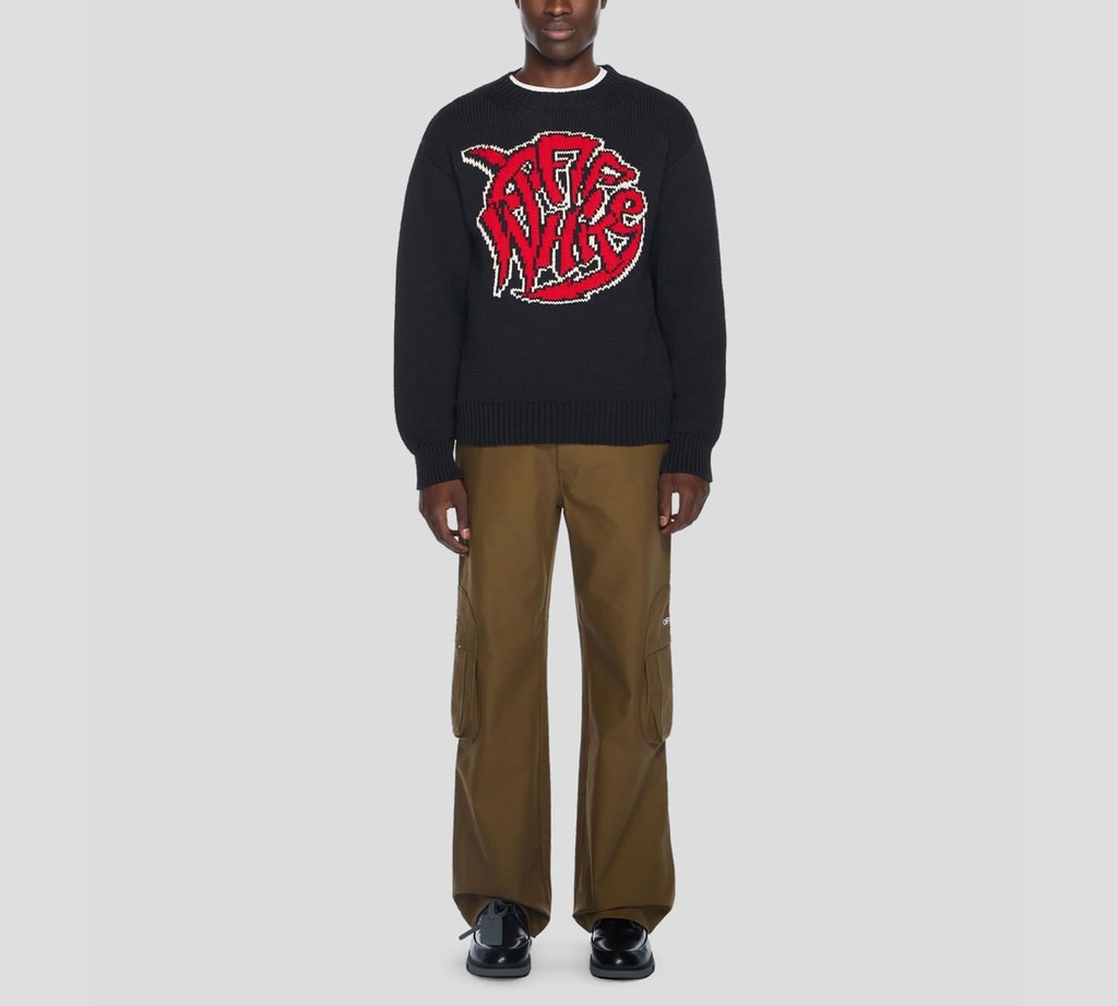Off White - SWEATER NEGRO TEJIDO CON PATRON DE GRAFFITI AL FRENTE