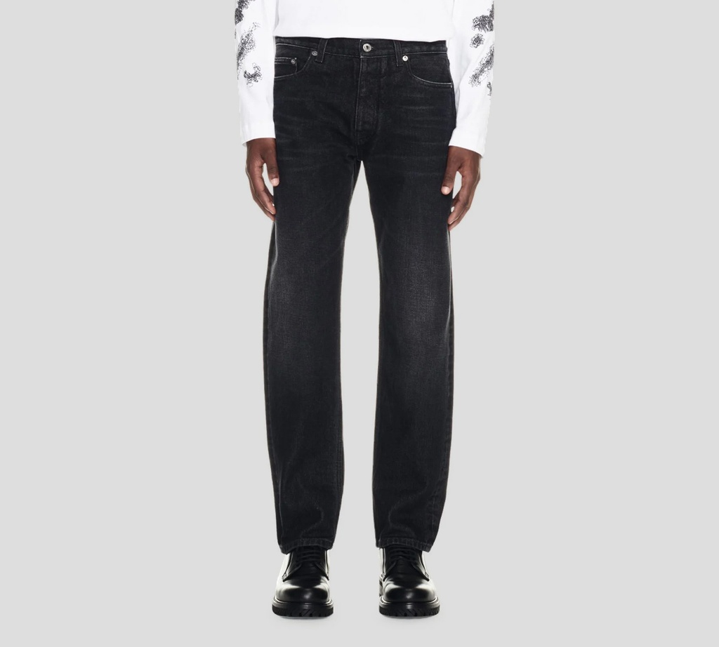 Off White - JEAN NEGRO PRELAVADO CORTE RECTO