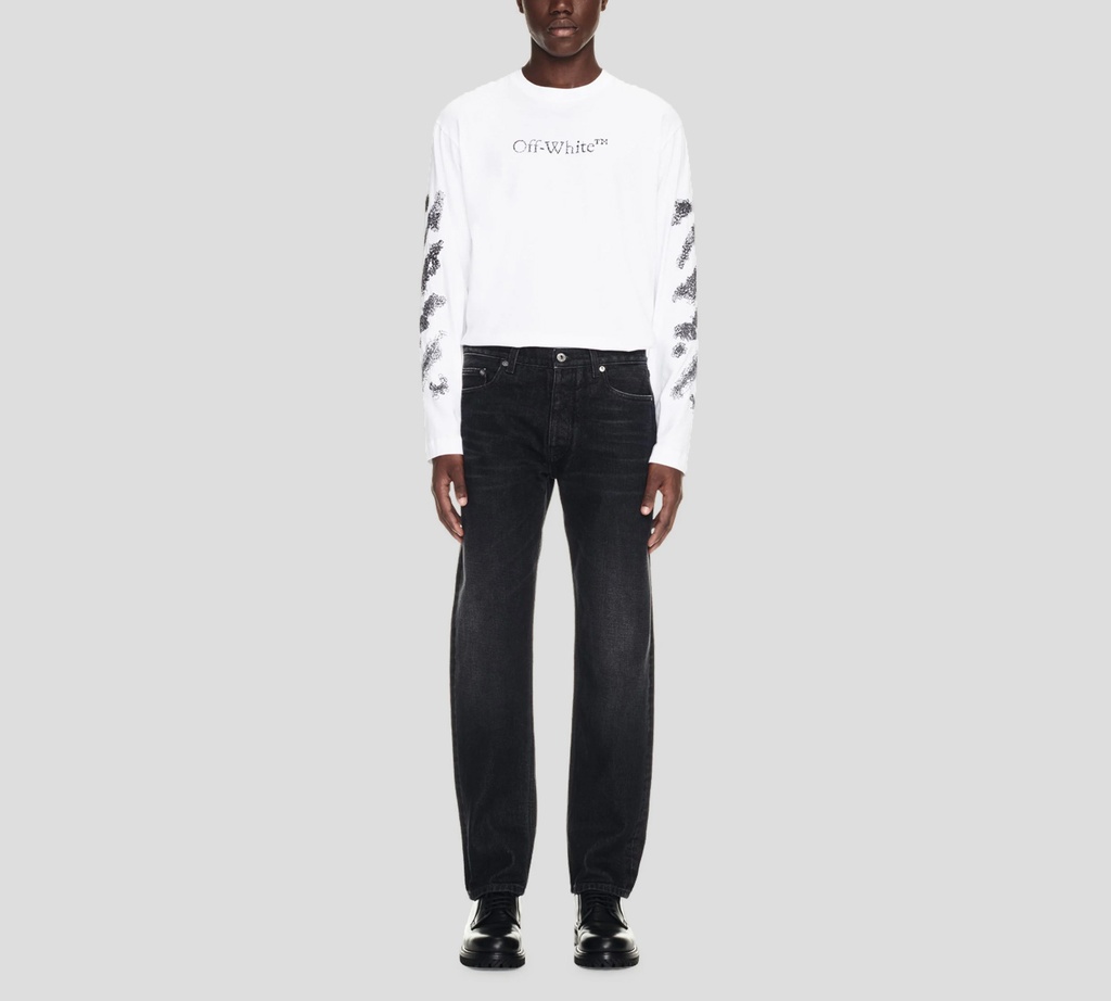 Off White - JEAN NEGRO PRELAVADO CORTE RECTO
