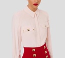 Elisabetta Franchi - BLUSA CON BOLSILLOS Y BOTONES DORADOS AR6