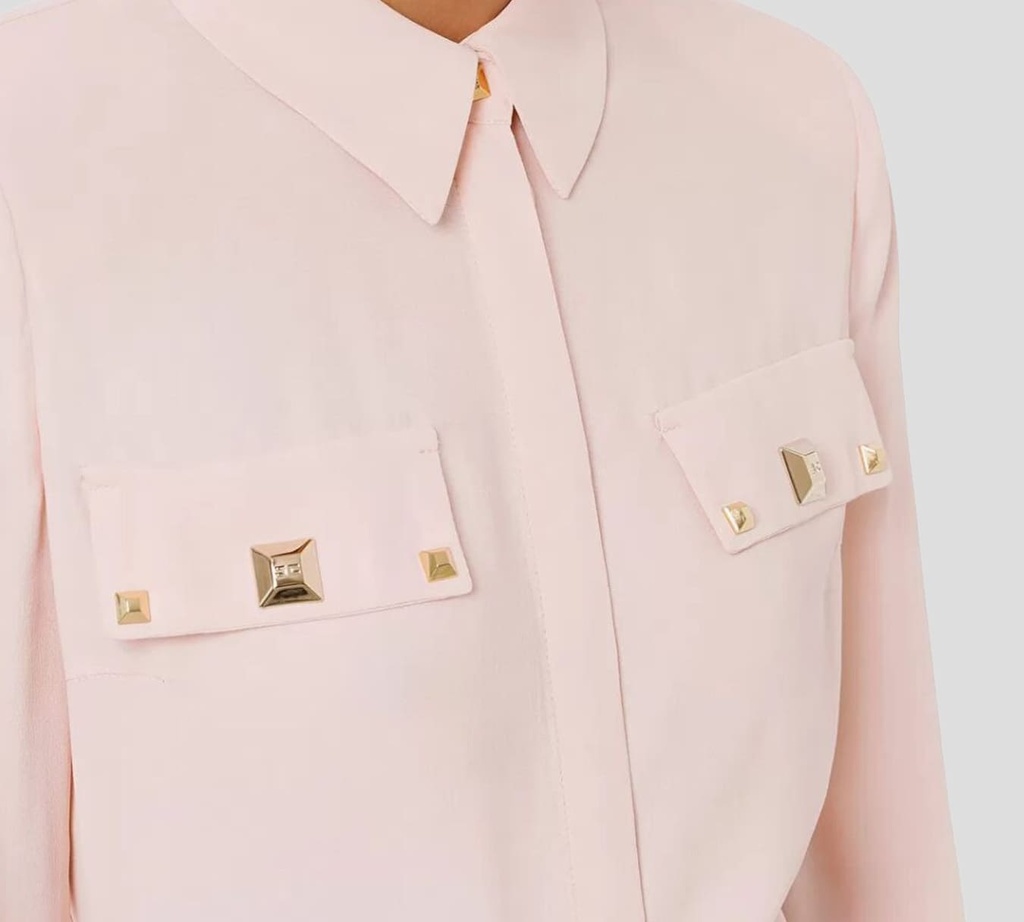 Elisabetta Franchi - BLUSA CON BOLSILLOS Y BOTONES DORADOS AR6